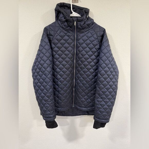BCBGMAXAZRIA Quilted Hooded Jacket Navy Blue Size XL EUC - Picture 2 of 5